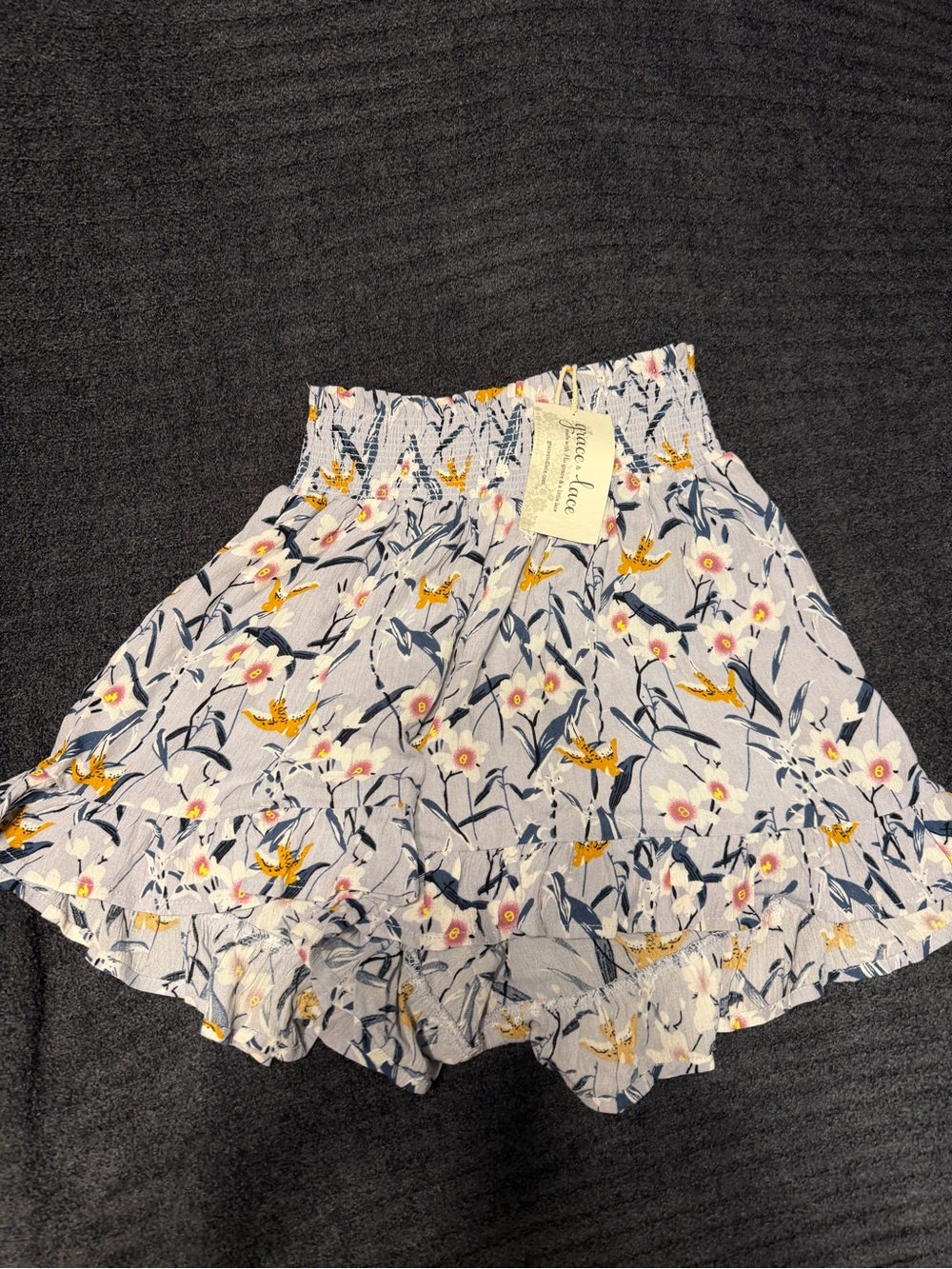 Grace & Lace Floral Smocked Waist Skirt